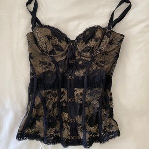 La Perla Black and Gold Lace Bustier Corset